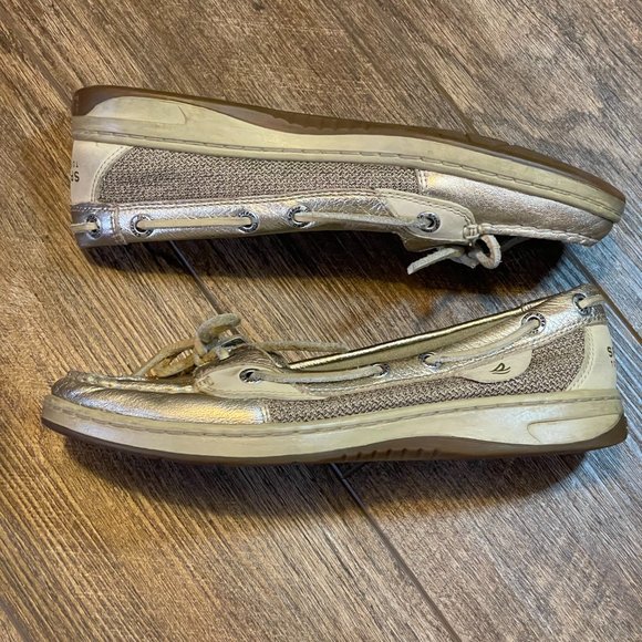 DONATED! Sperry 6 Women Gold Angelfish Flat Boat Shoes - Picture 5 of 7